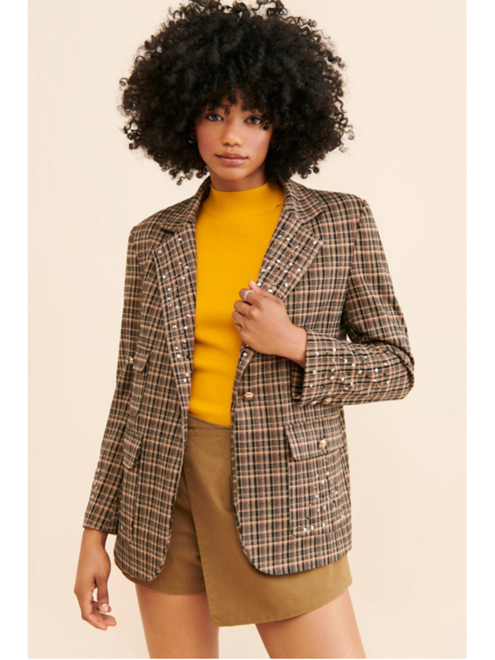 Tricia Fix Embellished Plaid Blazer
